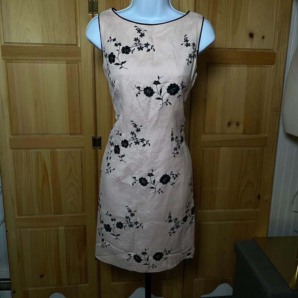 Vintage Romantic Floral Embroidered Coquette Pastel Dusty Pink Soft Midi Dress - Picture 3 of 13